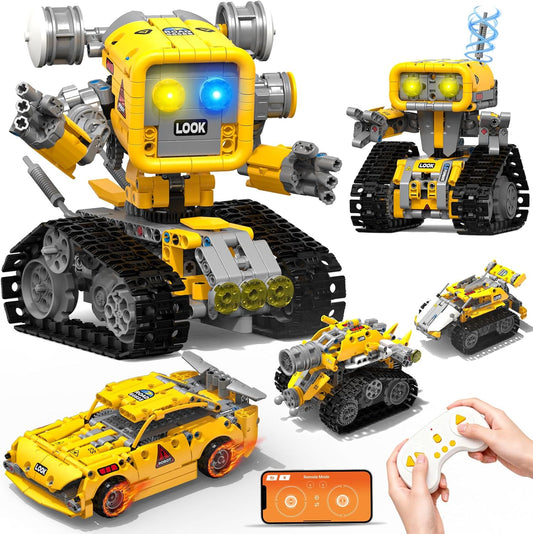 5 in 1 STEM RC Robotics Kit, APP & Remote Control Robot Building Kit, DIY Science Kits for Kids Age 8-12, 8 Year Old Boy Birthday Gift