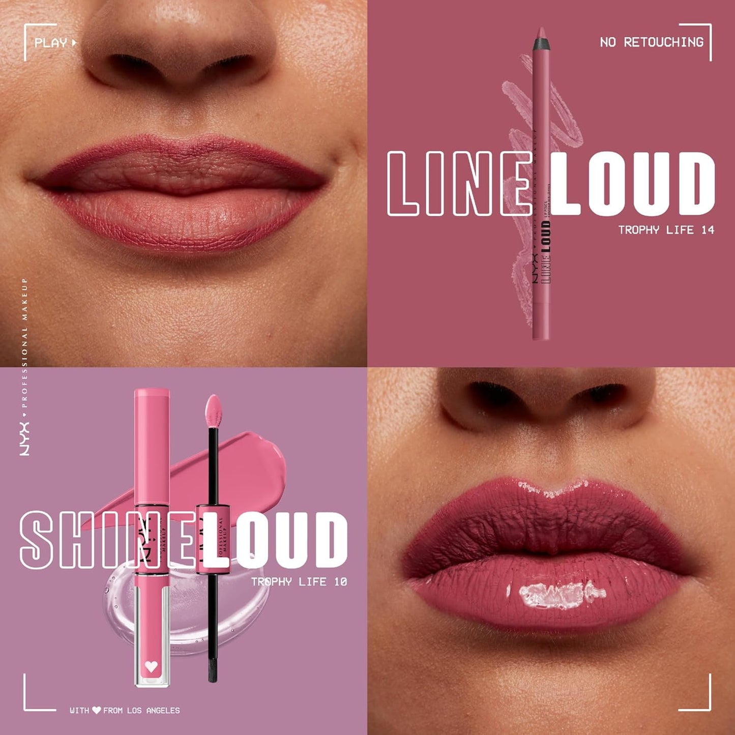 NYX PROFESSIONAL MAKEUP Line Loud Lip Liner, Longwear and Pigmented Lip Pencil with Jojoba Oil & Vitamin E - Trophy Life (Mauve Pink)