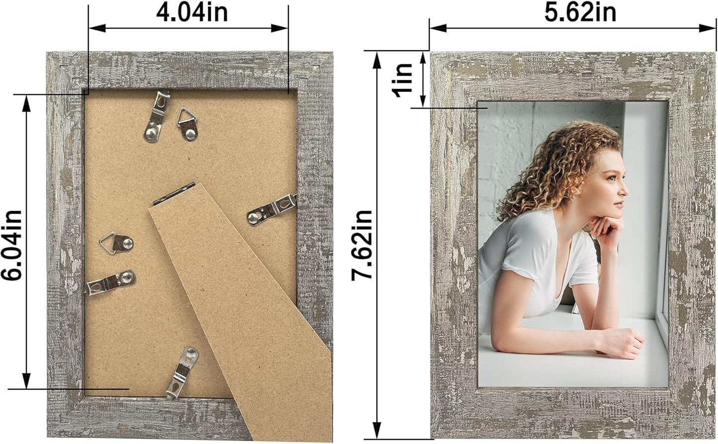 iRahmen 4x6 Picture Frame set of 4, High Definition Glass Distressed Moss Green Frame, 4 x 6 Wood Photo Frames for Desktop Display and Wall Mounting