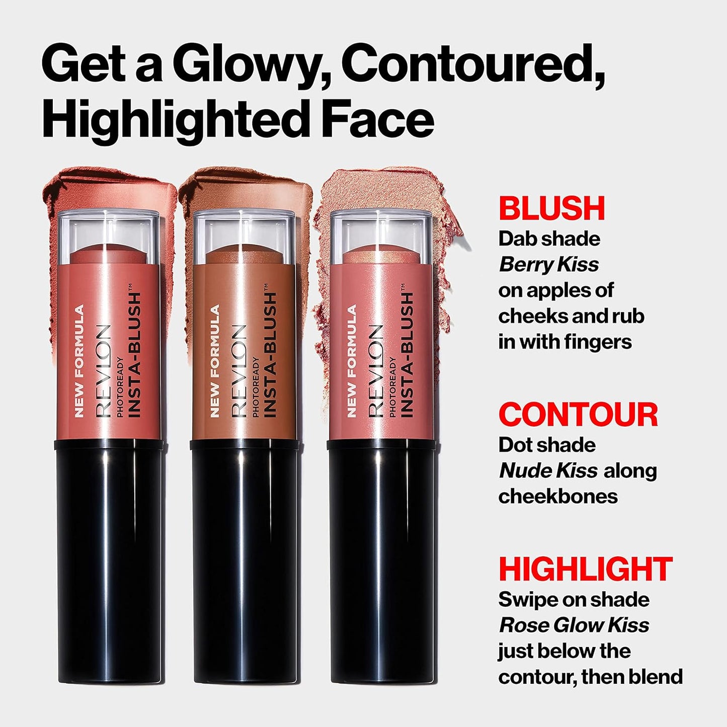 Revlon Blush Stick, PhotoReady Insta-Blush Face Makeup with Cream to Powder Formula, High Impact Color, Moisturizing Creamy Formula, 330 Nude Kiss, 1.15 Oz