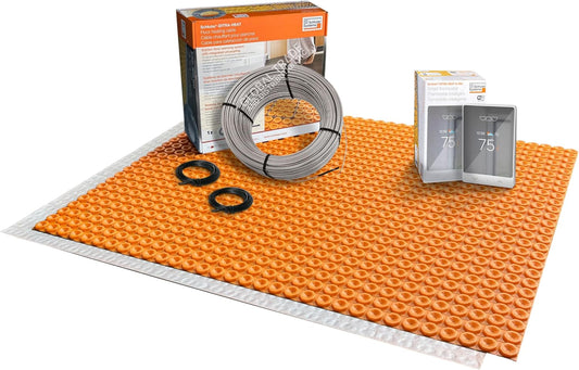 All-in-one Electric Radiant Floor Heating Kit 103 Sq Ft 240V with Smart WiFi Programmable Touchscreen Thermostat, Heating Uncoupling Membrane, Underfloor Heating Cable