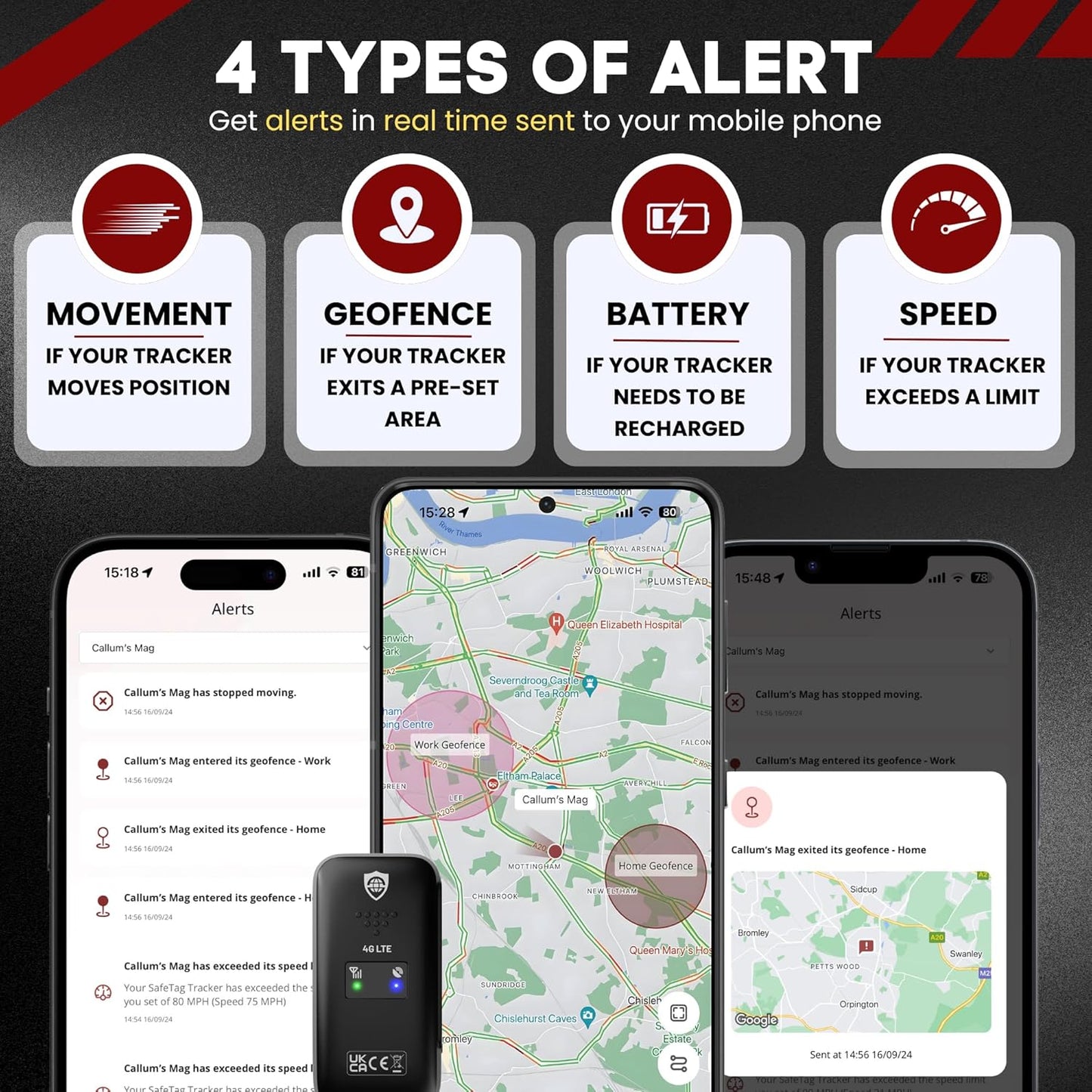 Mini 4G - 4G LTE Rechargeable Mini GPS Tracker, Car, Van, Motorbike etc. 34-205 Countries, Real Time Tracking and Notifications, 7 Day Free Trial - Sim Included, 12 Month Warranty