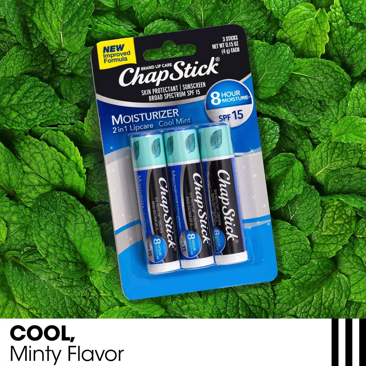 ChapStick Moisturizer 2-in-1 Lipcare 6-Pack (3 Original, 3 Cool Mint) – 8-Hour Lip Balm with Broad Spectrum SPF, Aloe & Vitamin E, 0.15 Ea