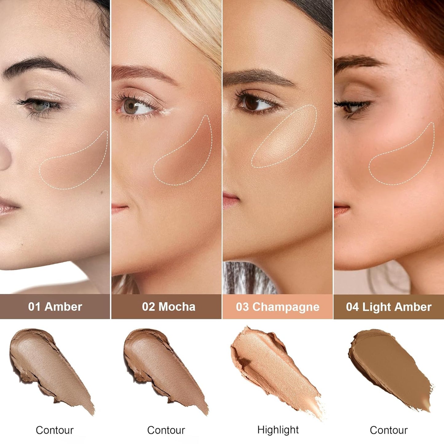FV Cream Highlighter Stick, Blendable & Long Lasting Highlight Stick with Natural Finish, Shimmer Face Highlighter Makeup for Glowing Skin & Eyeshadow, Cruelty-free, 03 Champagne