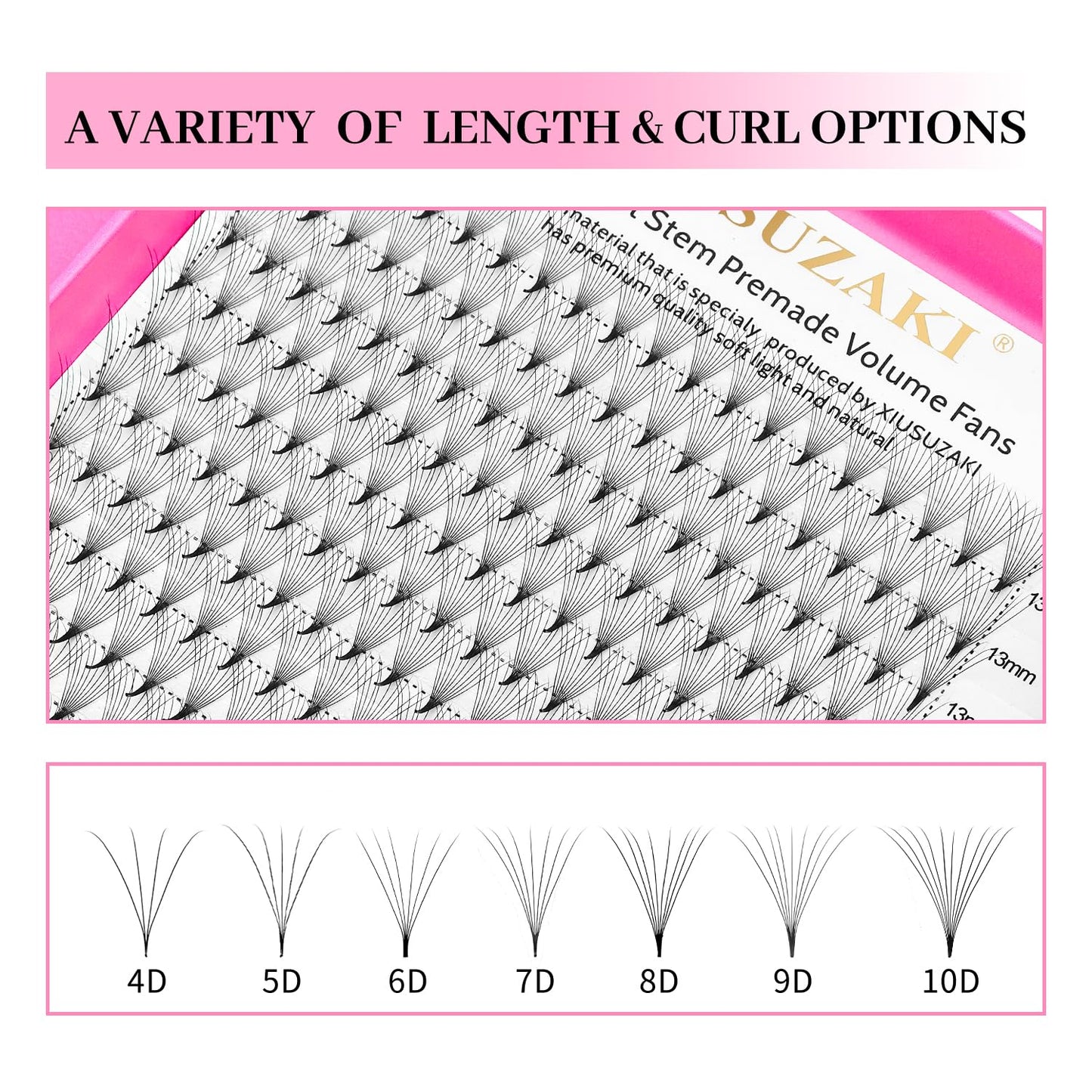 Premade Fans Eyelash Extensions 10D Volume Lash Extensions 0.07 Thickness Eyelash Extension D Curl Premade Lash Fans Mix 9-16mm Fluffy Soft Handmade Lash Fan(10D-0.07-D,9-16mm)
