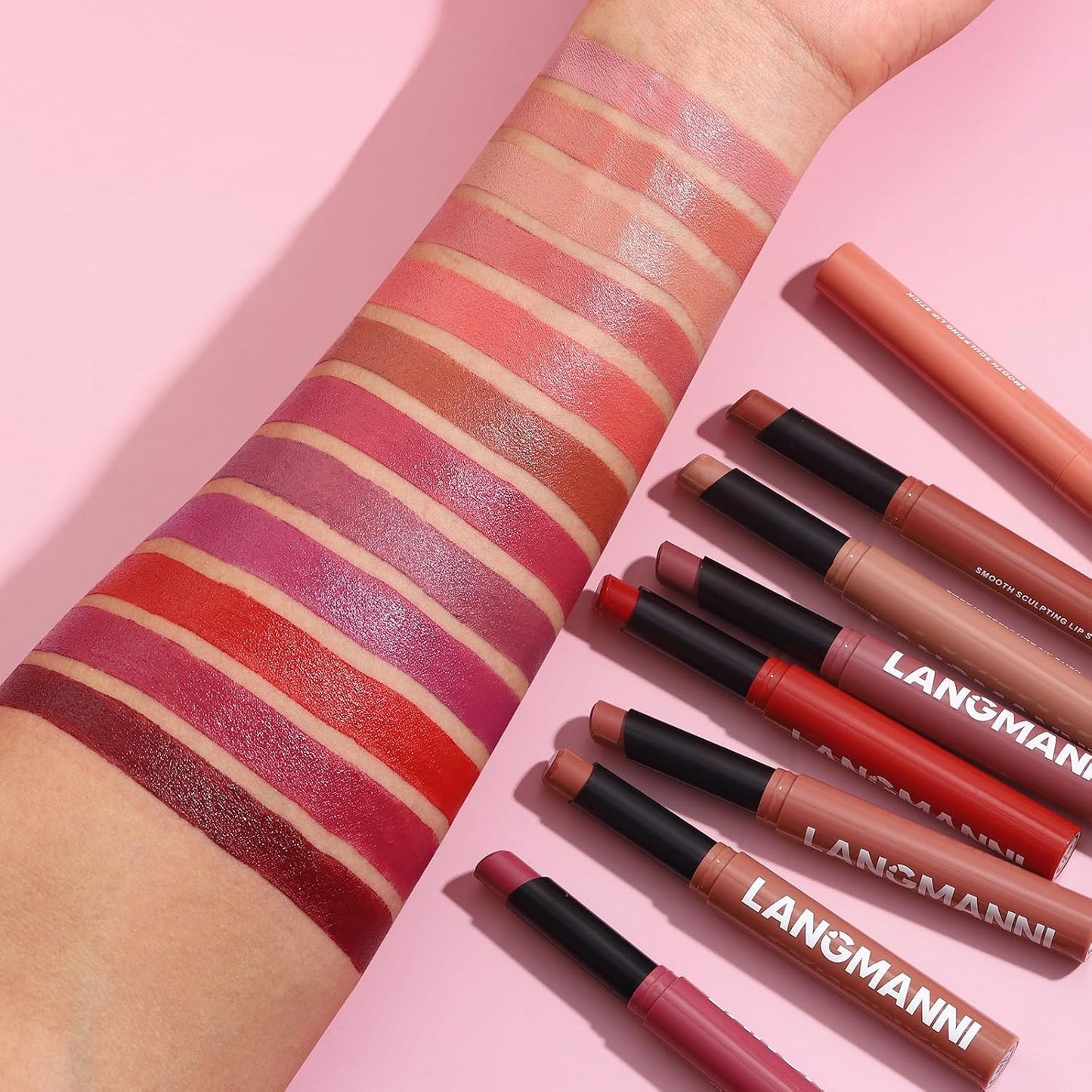 Jolilab 8Pcs Velvet Matte Lipstick Nude Matte Soft Dark Color Stick High Pigmented Long-Lasting Waterproof Lip Stick Lip Balm Beauty Cosmetics Gift for Girls and Women（7-12+1+5