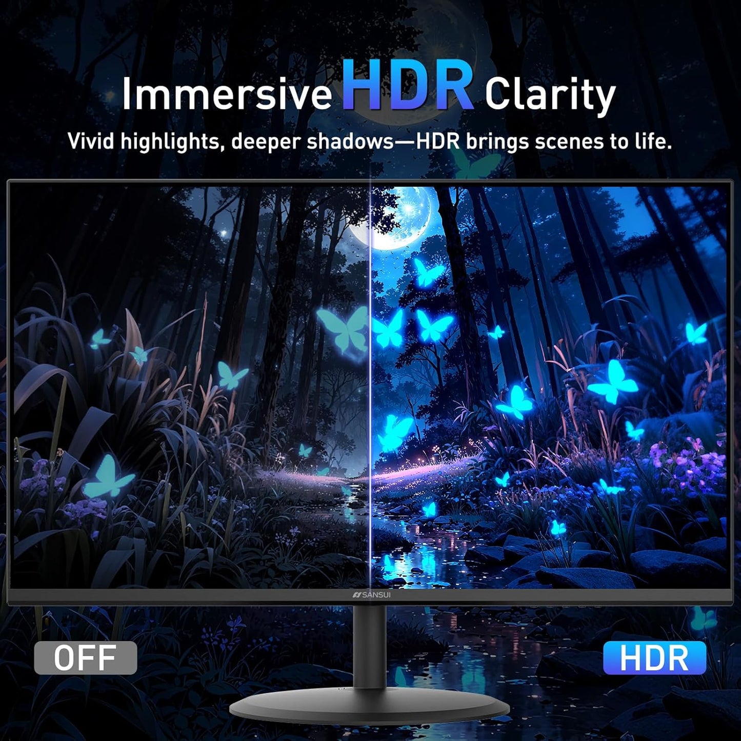 SANSUI 22 Inch 120Hz Monitor, FHD Computer Monitor 4000:1 Contrast Ratio with Adaptive Sync, HDR 100% sRGB, HDMI x 2, VESA Mount, Eye Care for Home/Office (ES-22X3AH, One HDMI Cable Included).