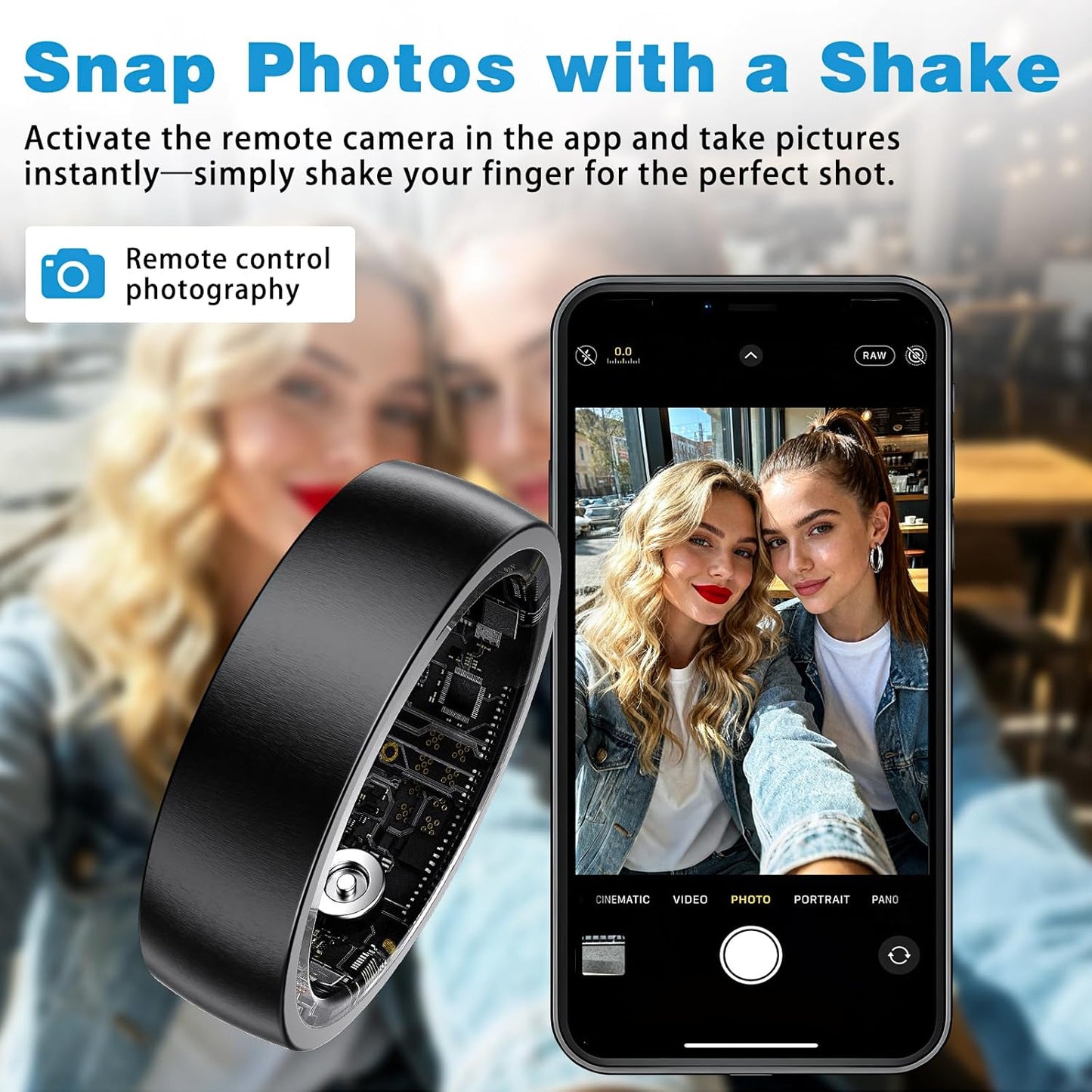 Smart Ring for Men Women, Fitness Ring with Sleep Tracker, IP68 Waterproof with Heart Rate, SpO2, Health Activity Trackers, Step Counting,Calorie Pedometer(Black 9)
