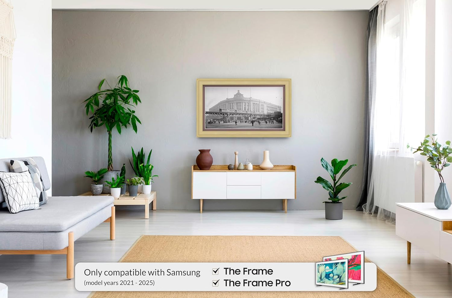 Antique White 50" Premiere Deco TV Frame - Compatible ONLY with Samsung The Frame TVs (Fits 2021-2025, LS03A, LS03B, LS03C, LS03D, LS03FA)