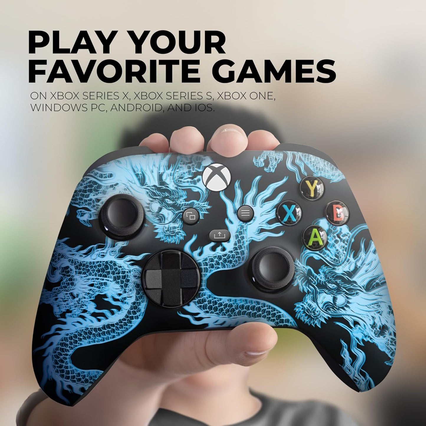 DreamController Neon Dragonns Custom X-box Controller Wireless compatible with X-box One/Series X/S Proudly Customized in USA with Permanent HYDRO-DIP Printing (NOT JUST A SKIN).