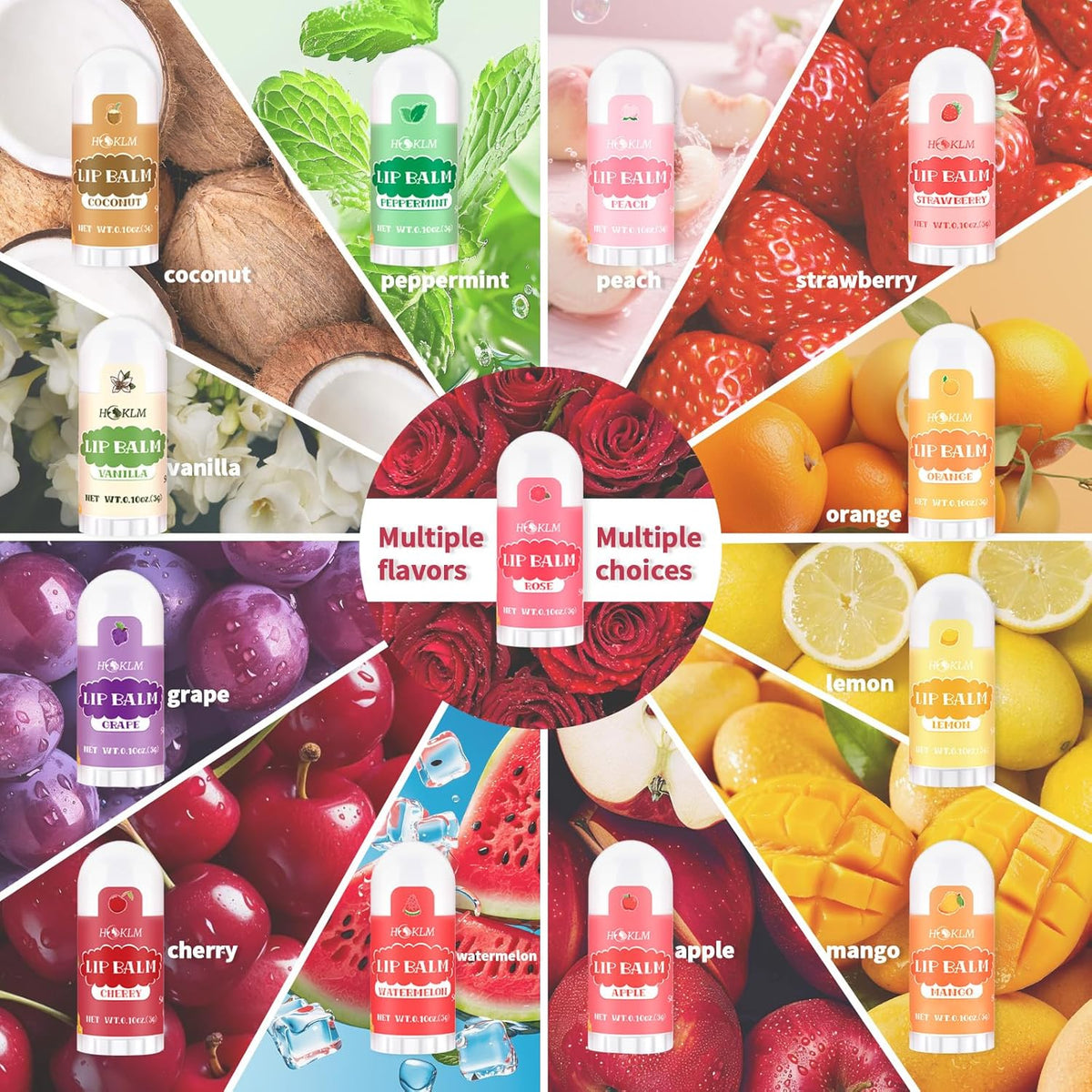 Mini Balms Mini Lip Balm 50 Pack, Natural Lip Balms with Vitamin E and Coconut Oi ...