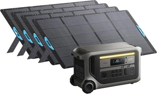 Anker SOLIX F3000 Portable Power Station with 4× 400W Solar Panels, 3,072Wh, 6,000W Recharging, Expandable to 24kWh, Solar Generators for Home Use, For Power Outages, RVs, Emergencies