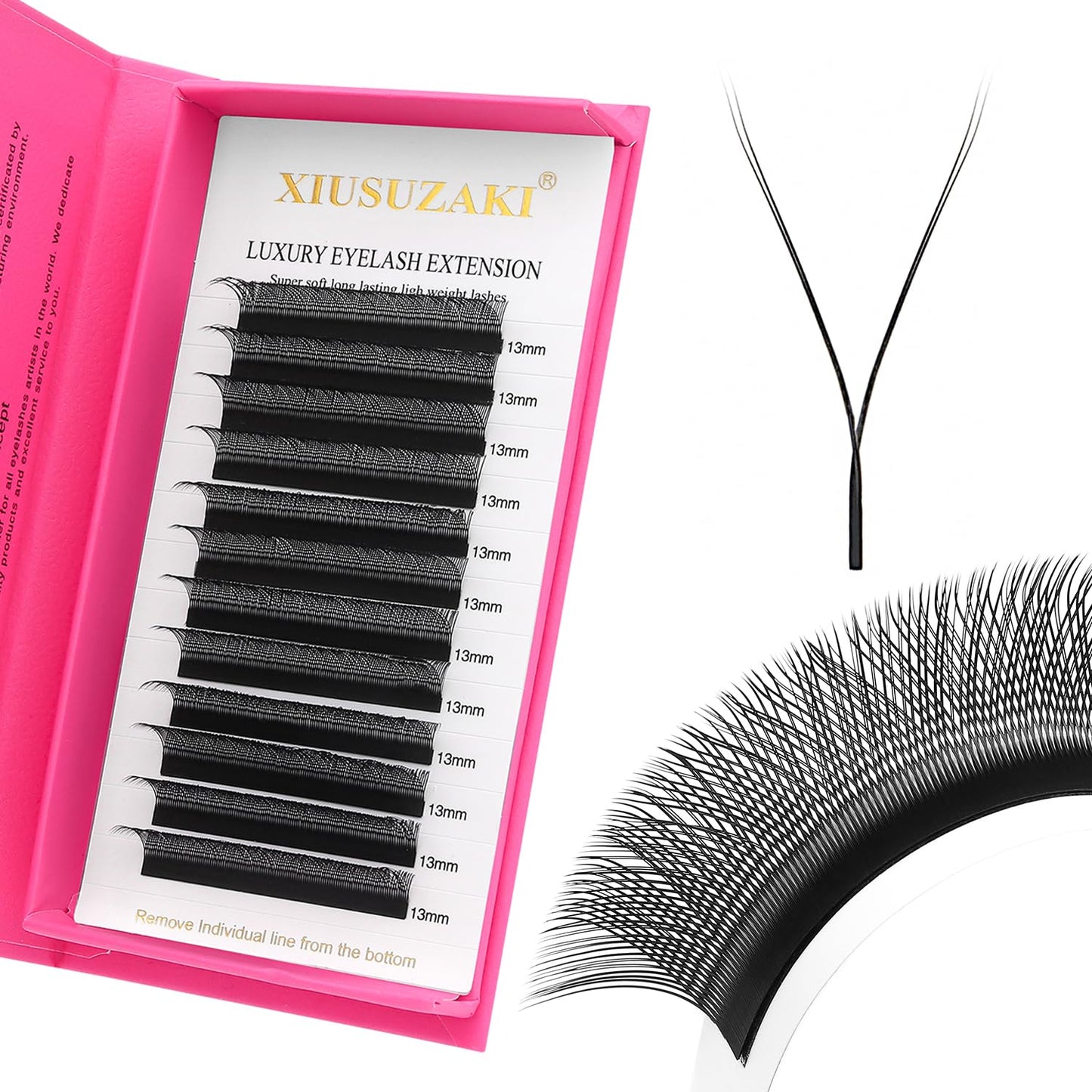 YY Lash Extensions Supplies Y Eyelash Extensions 0.07mm Thickness D Curl 15mm Premade Fans 4D Russian Volume Matte Black 12 Rows Crisscross Eye Lashes(YY-0.07-D,15mm)