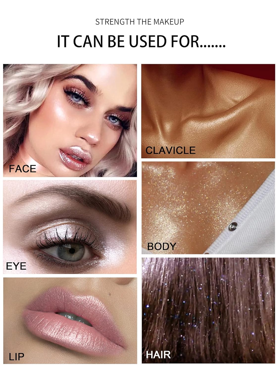 Glitter Powder Highlighter Makeup, Body Brightens the Natural Three-Dimensional Face Blusher Fairy Highlight Patting Powder.(02# Fairy Pink)