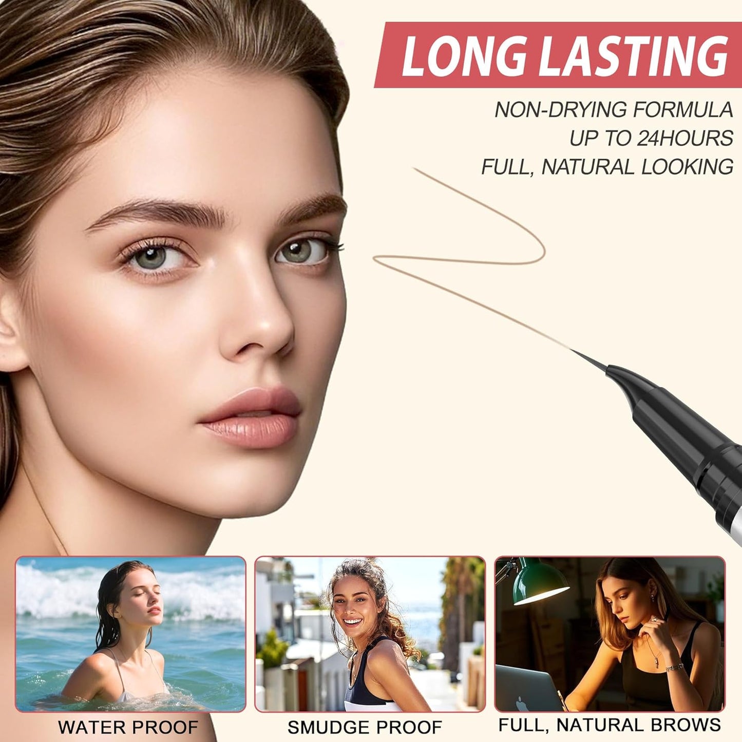 LAVONE Hair-Like Eyebrow Pen Makeup kit, Eyebrow Pencils for Women with Waterproof Microblading Eyebrow Pencil, Eyebrow Pomade, Eyeliner and Eyebrow Brush, Create Full, Natural Brows, Blonde