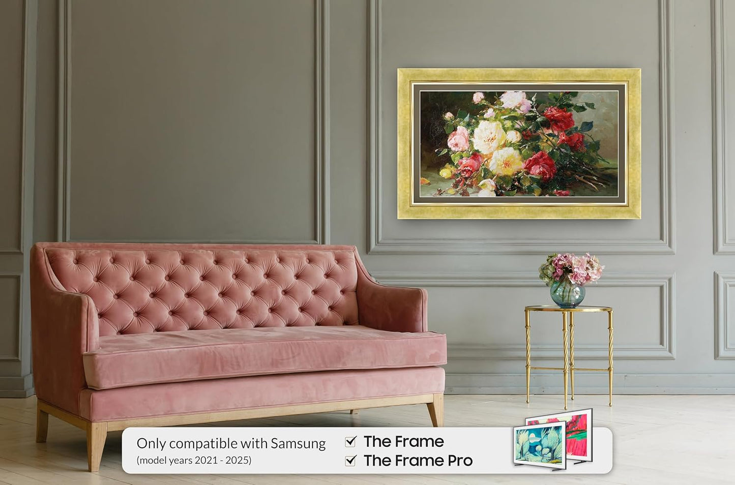 Contemporary Gold 55" Premiere Deco TV Frame - Compatible ONLY with Samsung The Frame TVs (Fits 2021-2025, LS03A, LS03B, LS03C, LS03D, LS03FA)