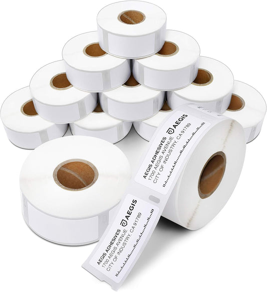Aegis Adhesives - 1" X 2-1/8" Replacement for DYMO 30336 (12 Rolls/6000 Labels) Direct Thermal Address Barcode Labels - Compatible with LabelWriter 450, 450 Turbo, 4XL Printers (NOT 550, 5XL)