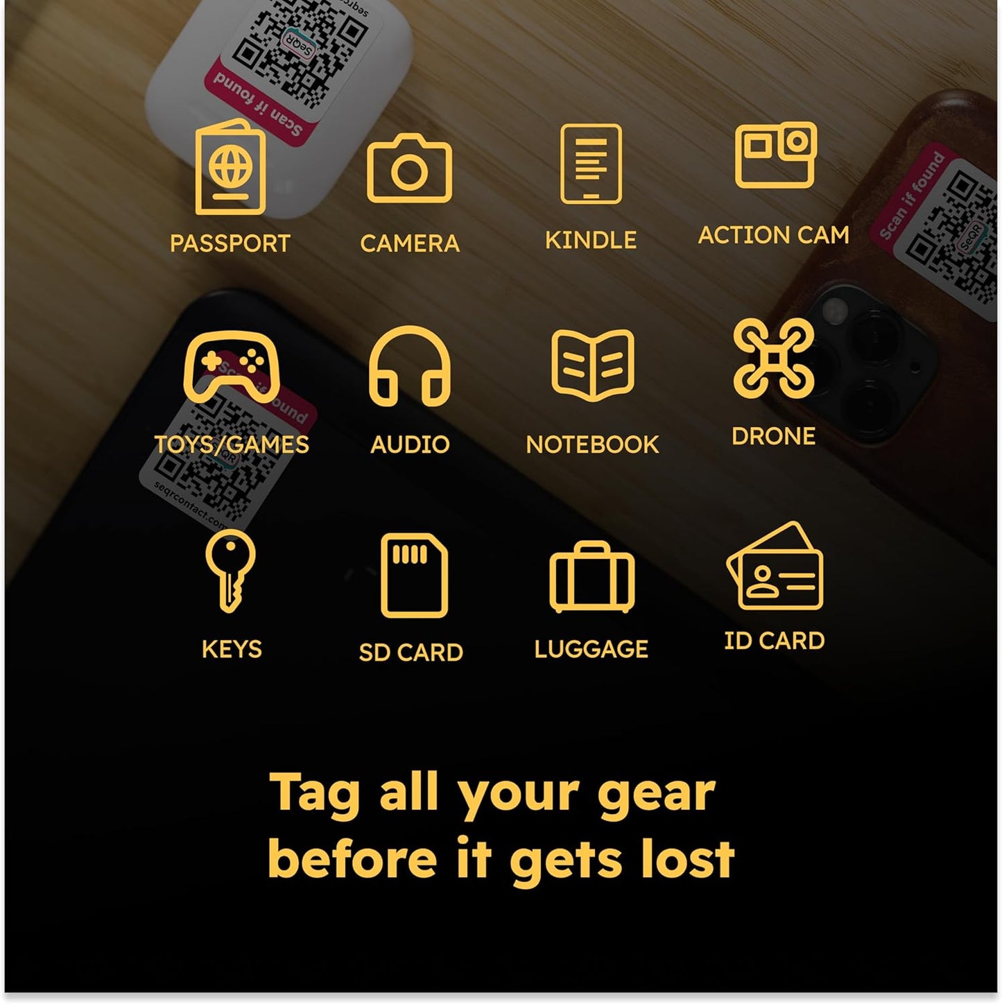 Lost Item Labels | Secure, Private Messaging Tags for Recovering Personal Items | QR Smart Labels for Travel, Everyday & Family Belongings Like Passports, Wallets, Toys | Safeguard Personal Info (24)
