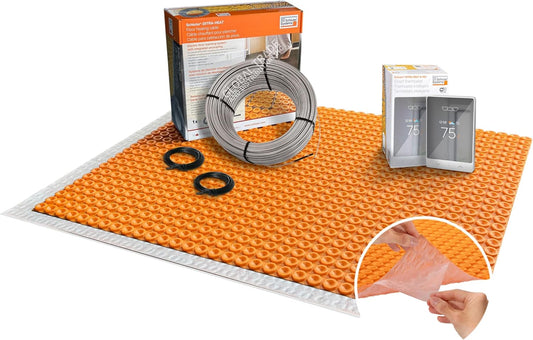 All-in-one Electric Radiant Floor Heating Kit 102 Sq Ft 120V with Smart WiFi Programmable Touchscreen Thermostat, Peel and Stick Heating Uncoupling Membrane, Underfloor Heating Cable