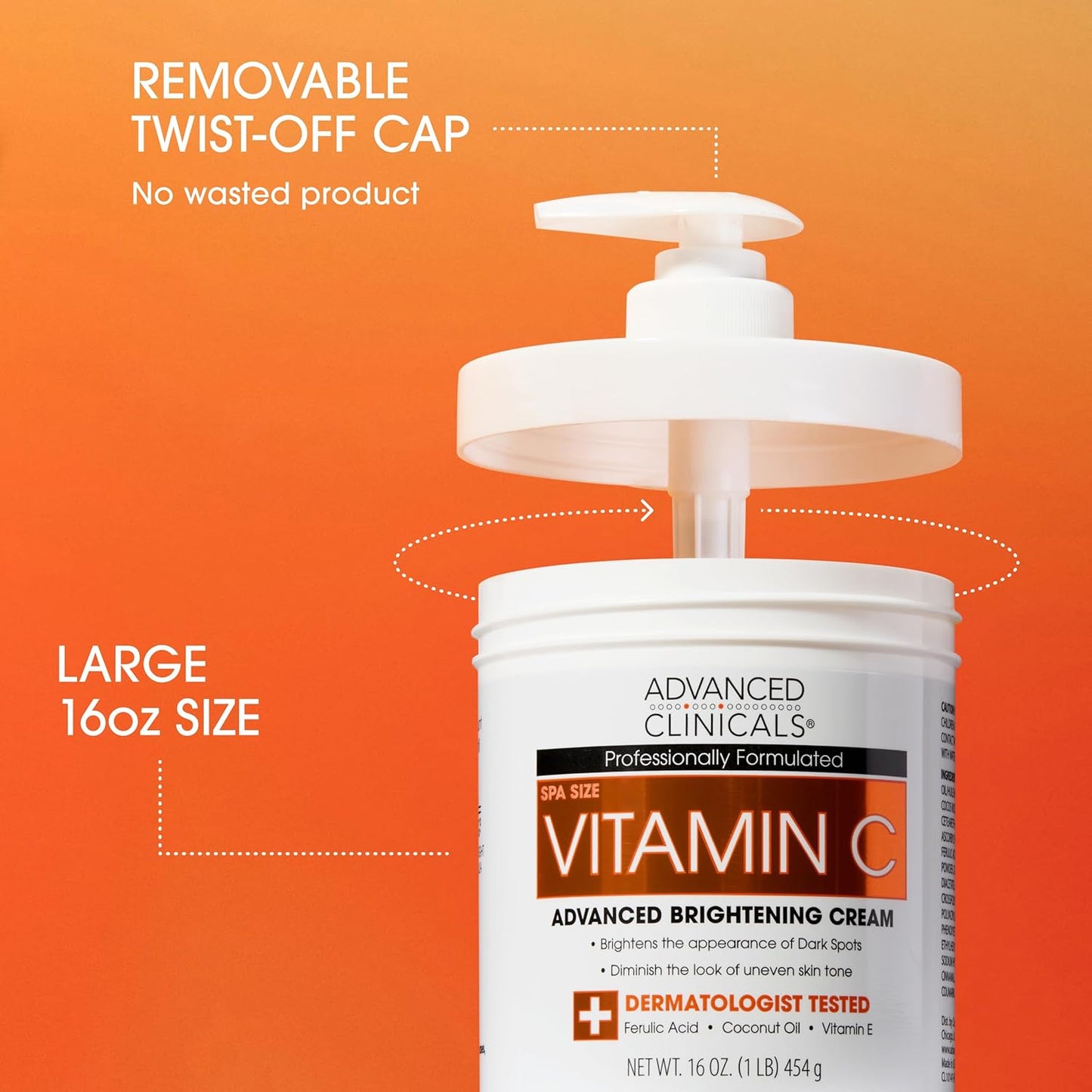 Advanced Clinicals Brightening Vitamin C Body Cream + Potent Vitamin C Face Moisturizer Gel Cream 2pc Skincare Set For Women & Men To Diminish Appearance Of Dark Spots, Wrinkles, & Dry Skin, 2pc Set
