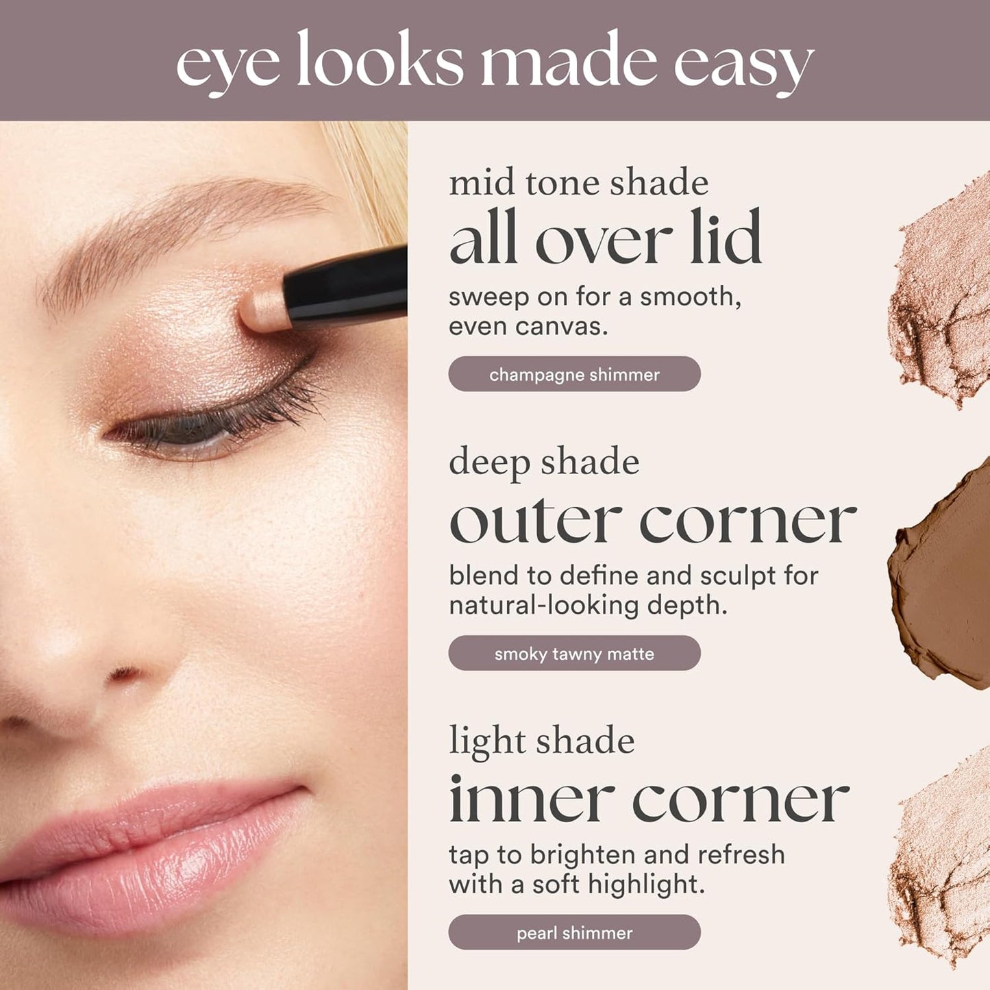 Julep Eyeshadow 101 Cream-to-Powder Waterproof Shadow Stick – Honey Gold Shimmer – Long-Lasting, Crease-Proof, Warm Golden Shimmer Cream Eyeshadow with Built-in Smudger