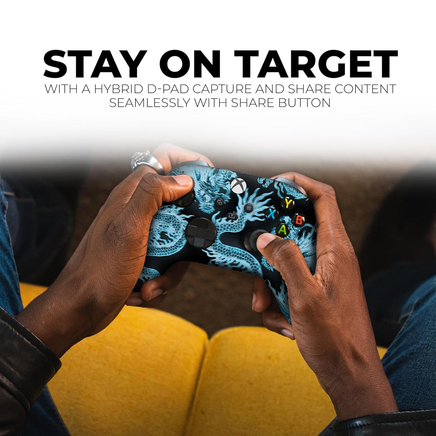 DreamController Neon Dragonns Custom X-box Controller Wireless compatible with X-box One/Series X/S Proudly Customized in USA with Permanent HYDRO-DIP Printing (NOT JUST A SKIN).