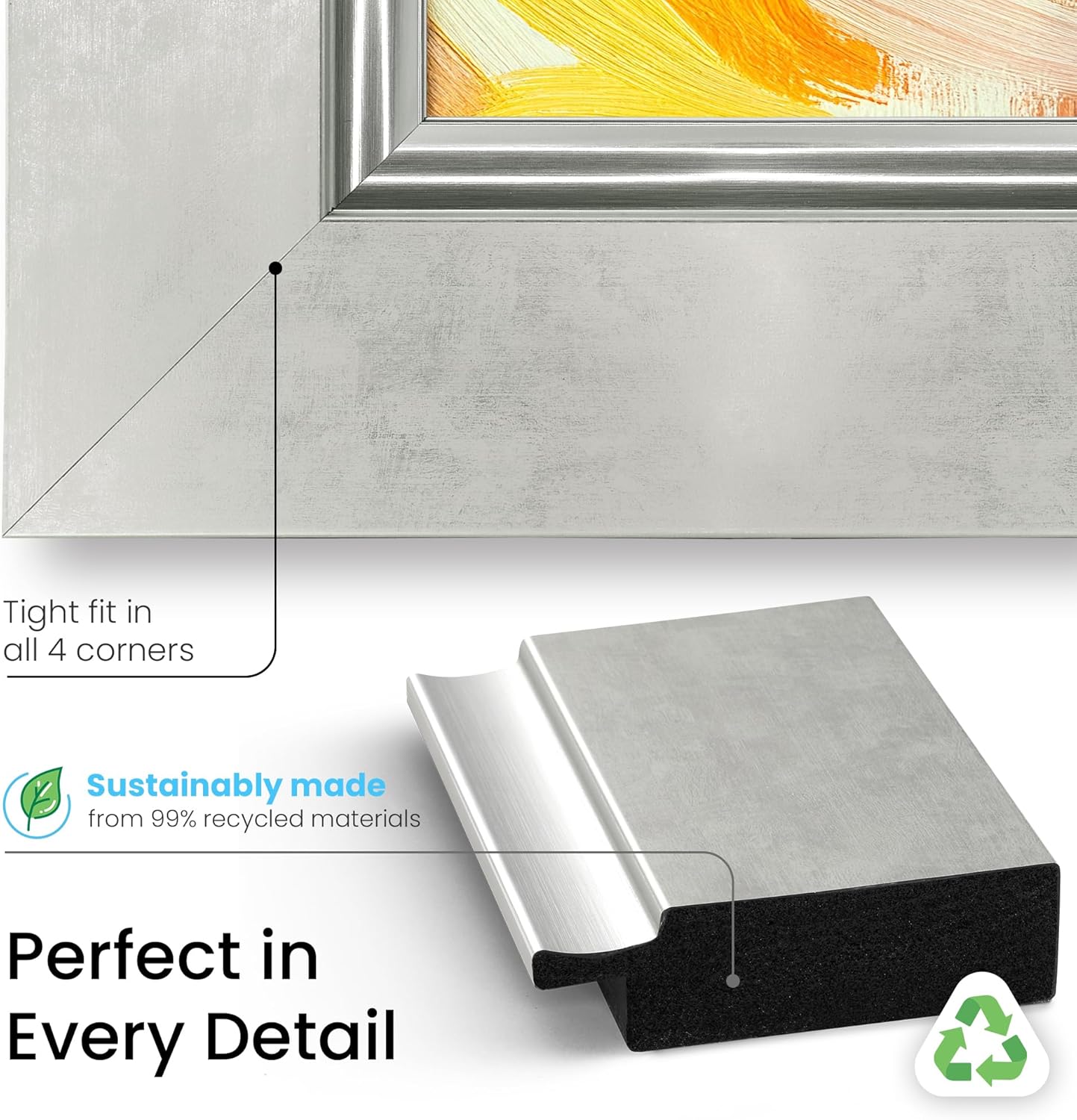 Contemporary Silver 85" Premiere Deco TV Frame - Compatible ONLY with Samsung The Frame TV and Pro TVs (Fits 2021-2025, LS03A, LS03B,LS03C,LS03D,LS03FA,LS03FW)