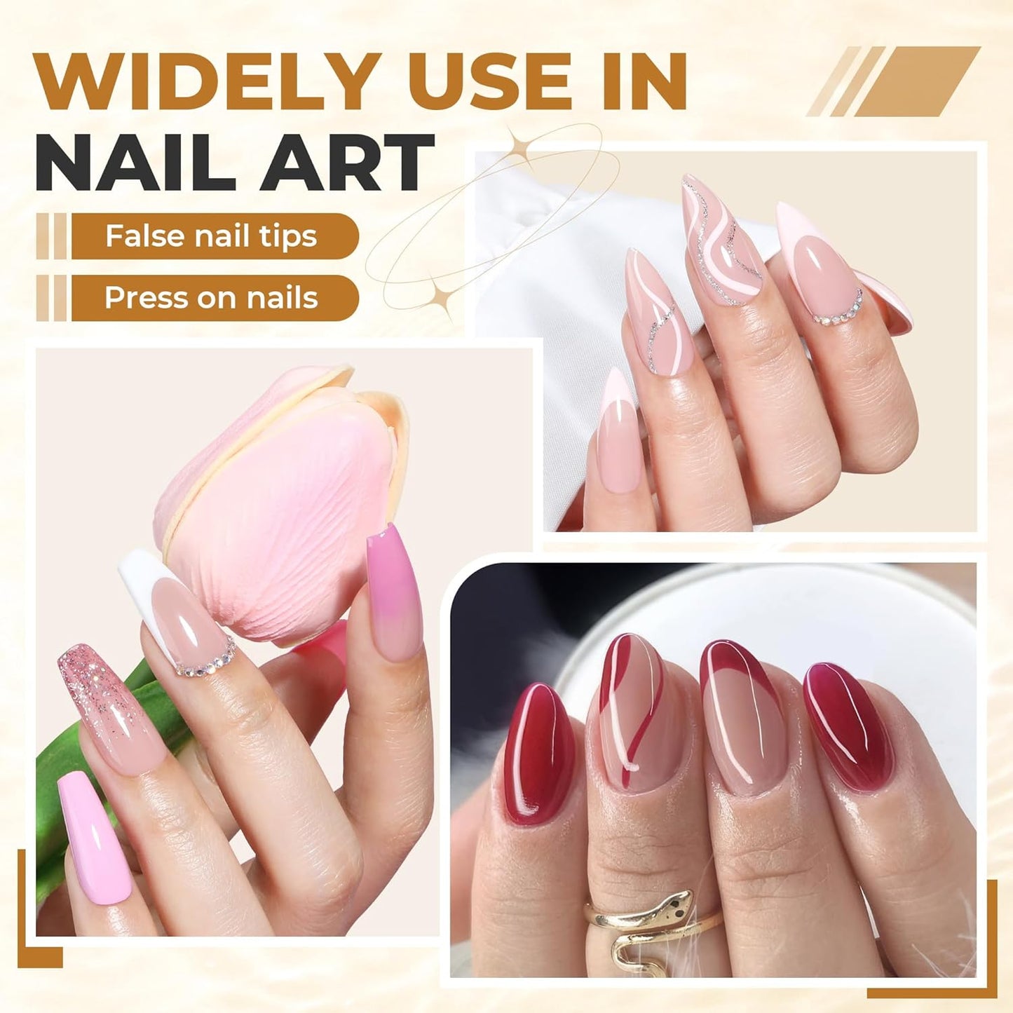 UNA GELLA Quick Drying Super Nail Glue for Press On Nails, Acrylic Nails & Nail Tips No Lamp Need Press On Nails Glue Drip Use with Opener（5ML） Long Lasting for DIY Nail Art