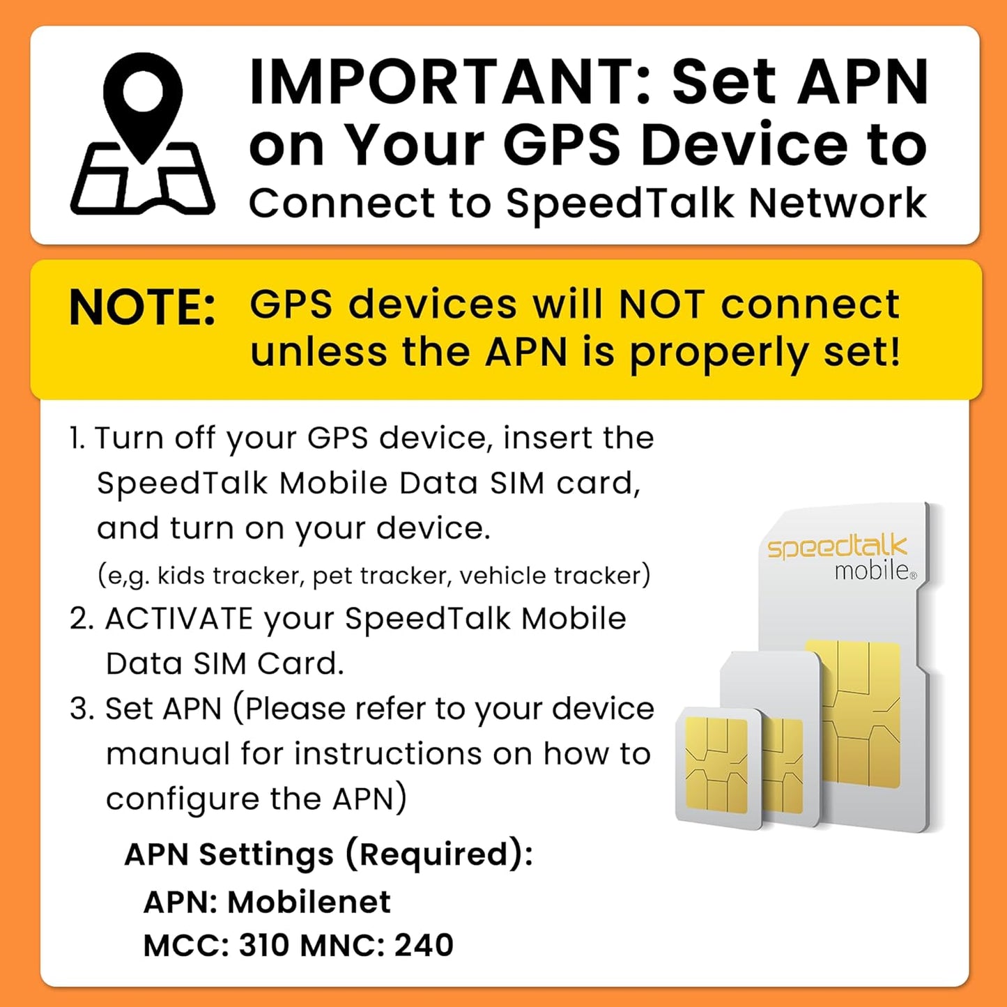 SpeedTalk Mobile GPS Tracker SIM Card Starter Kit | 3 in 1 Universal Simcard: Standard, Micro, Nano for Kids Senior Pet Car Fitness Activity 5G 4G LTE Tracking Devices | No Contract