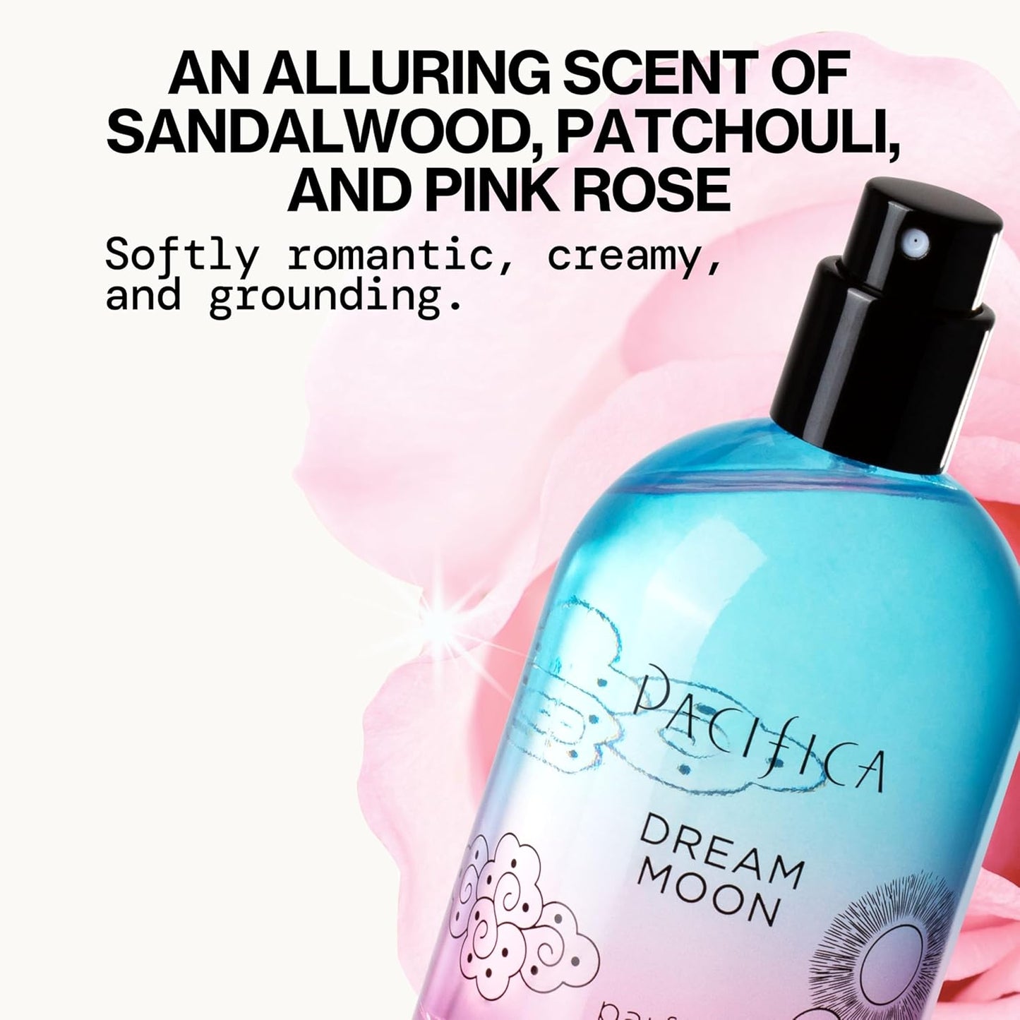 Pacifica Dream Moon Spray Perfume 2 fl oz – Bergamot, Pink Rose, Vanilla, Sandalwood & Patchouli – Clean, Vegan & Cruelty-Free Natural Perfume