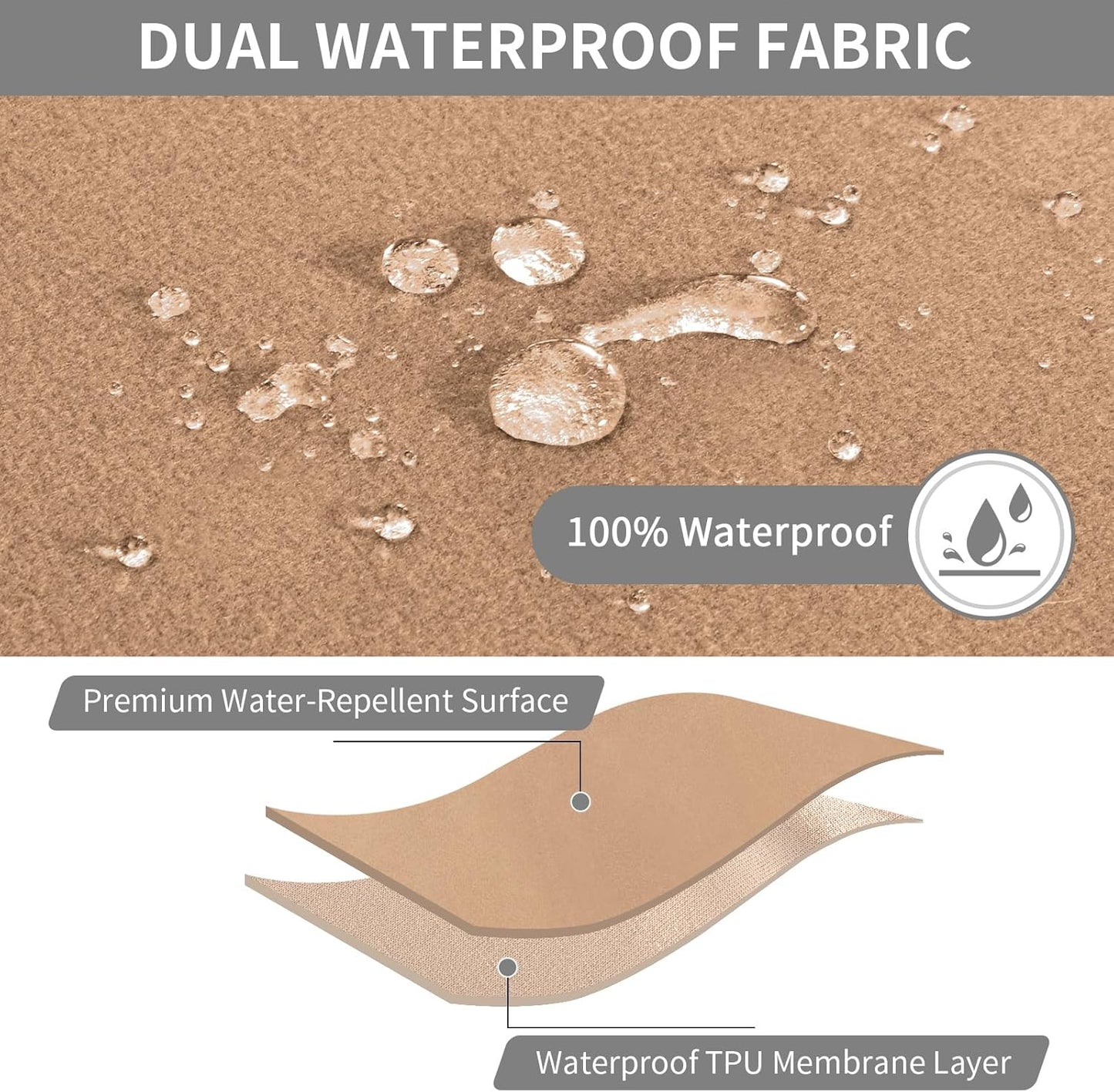 Easy-Going 100% Waterproof Recliner Cover, Stretch Couch Covers for Reclining Couches, Extra Large Sectional Sofa Slipcover, L-Shape Furniture Protector for Kids & Pets, 5 Seater, Camel