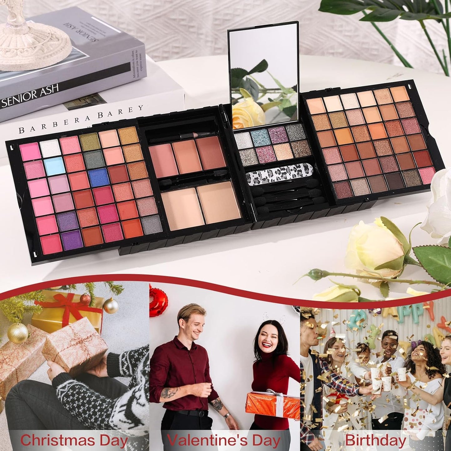 Makeup Sets For Teens Women Full Kits - All in One Gift Makeup Kits For Girls Make Up Set Included Eyeshadow, Blusher, Compact Powder, Eyeliner Pencil For Beginners (N)