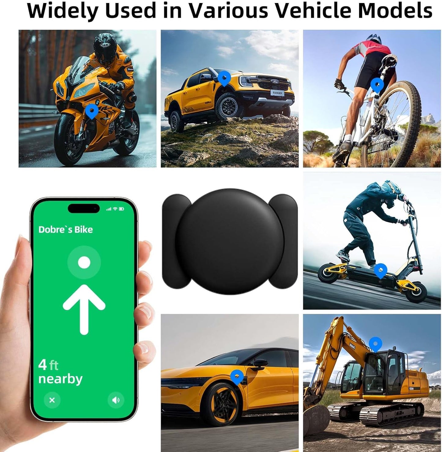 Car GPS Tracking Device, 3PCS Real Time GPS Tracker for Car Work with Find My (iOS Only),Hidden Mini GPS Tracker,No Monthly Fee (White Tracker, Black Magnetic Case)