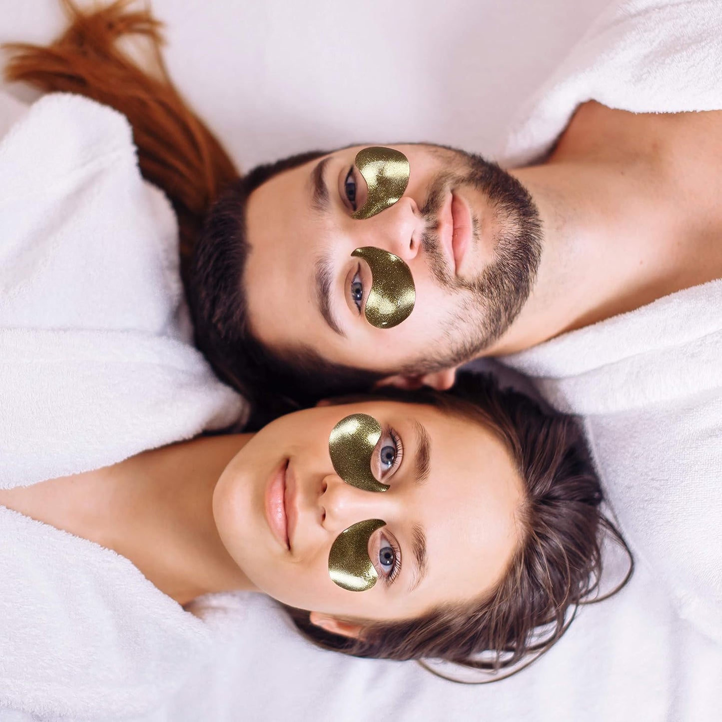 Korean Under Eye Patches 24K Gold Black Pearl Mask Anti-Aging Hyaluronic Acid Collagen Neck Forehead Laugh Line Pad Reducing Dark Circles Treatment (60pcs, gold patches 60pcs)