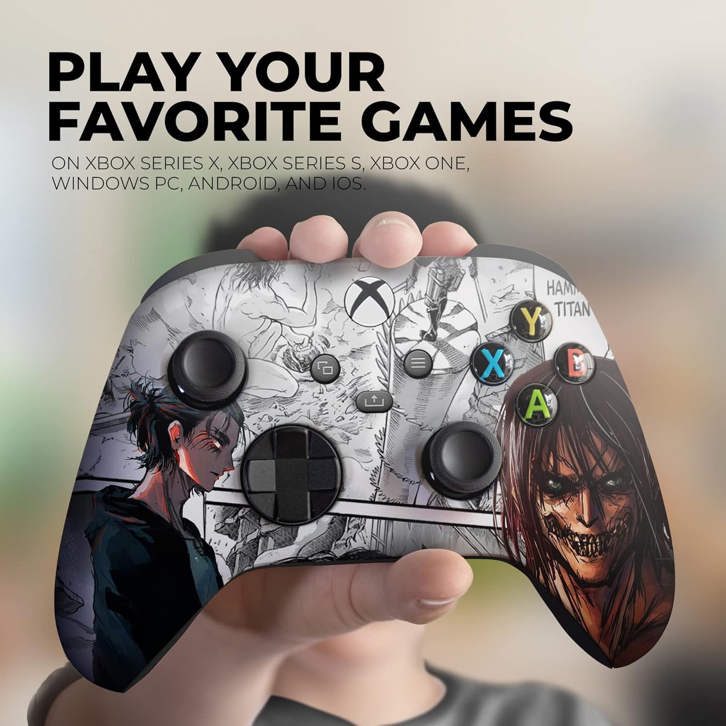 DreamController Attackk On Tittan Custom X-box Controller Wireless compatible with X-box One/Series X/S Proudly Customized in USA with Permanent HYDRO-DIP Printing (NOT JUST A SKIN)