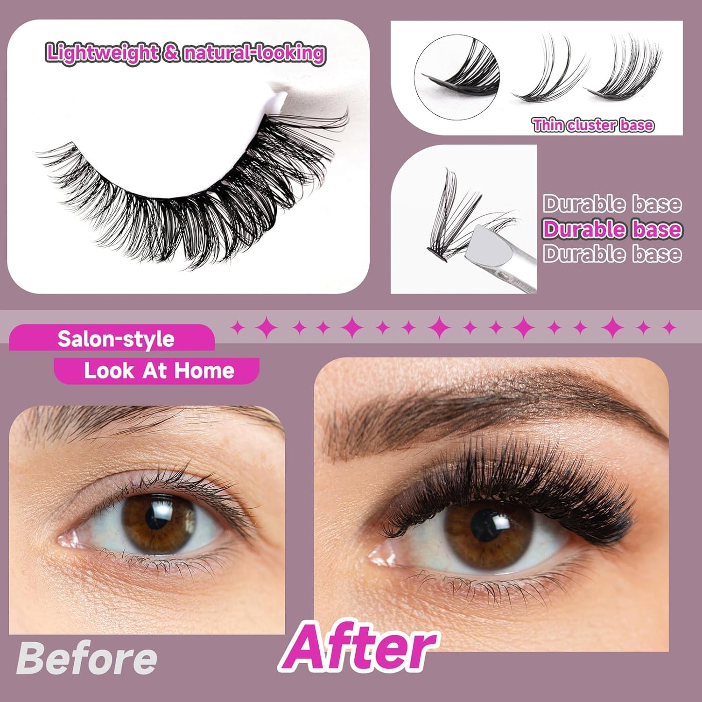 DIY Lash Extension Kit 320 Pcs Lash Clusters Kit Individual Lashes Natural 10-16mm C/D Curl with Bond Seal Tweezers Lash Glue Remover False Eyelashes for Beginner Eyelash Extensions at Home (30D+40D)