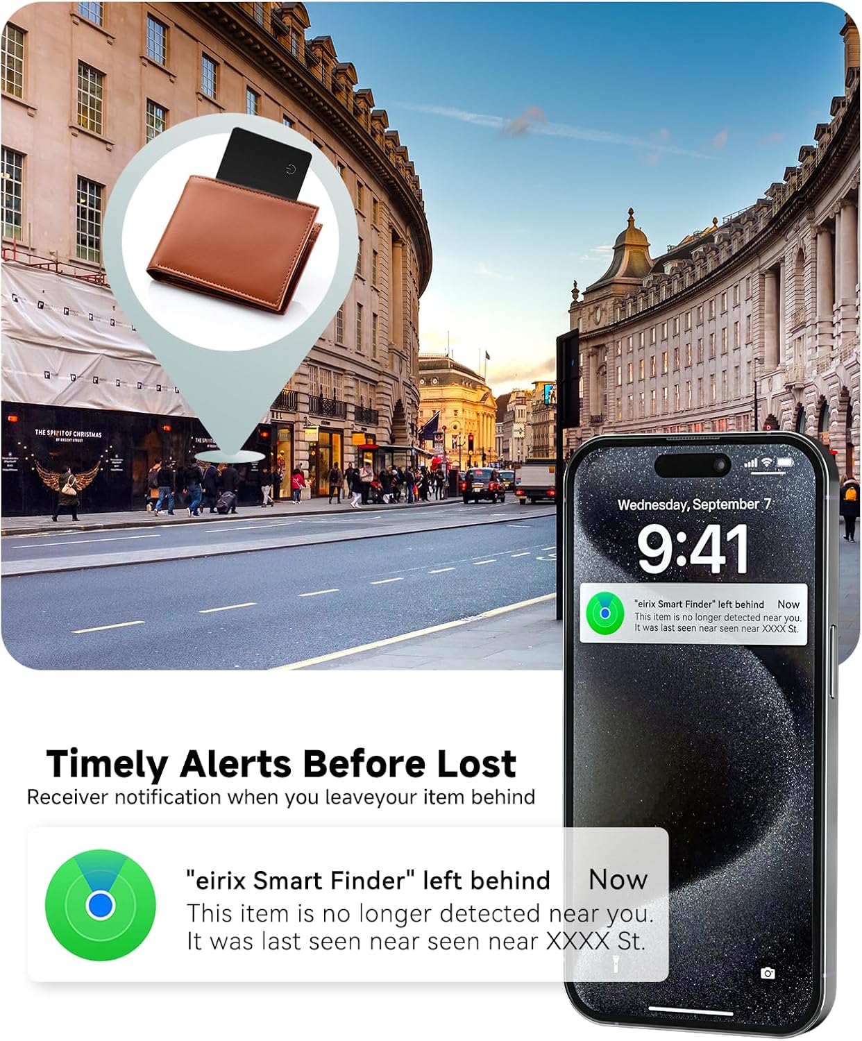 JTD Wallet Tracker Card - 0.07in Ultra-Thin Bluetooth Card Finder, IP68 Waterproof, Works with Apple Find My (iOS Only), Item Locator for Wallet, Passport, Luggage, Backpack