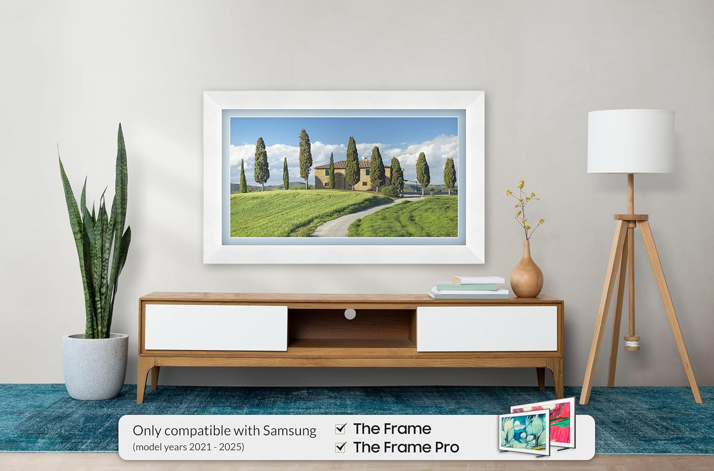 Gloss White 75" Premiere Deco TV Frame - Compatible ONLY with Samsung The Frame TV and Pro TVs (Fits 2021-2025, LS03A, LS03B,LS03C,LS03D,LS03FA,LS03FW)
