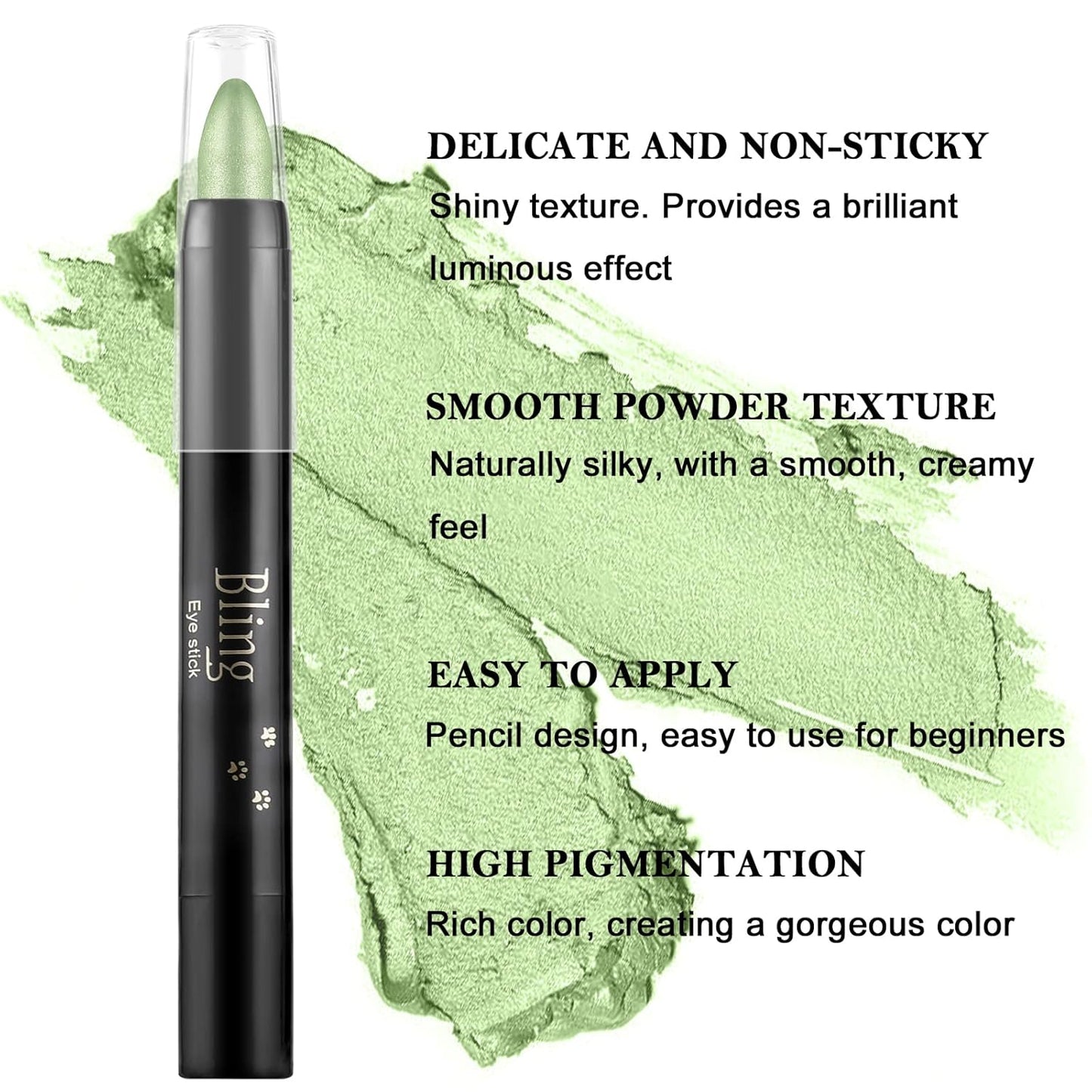Boobeen Waterproof Eyeshadow Stick Crayon - Shimmer Cream Eyeshadow Pen for Glitter Eye Makeup, Easy to Use (012#)