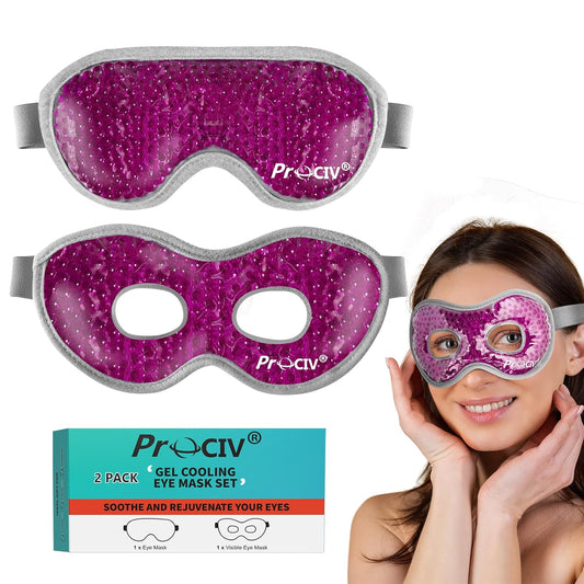 2PCS Cooling Eye Mask - Gel Eye Mask Reusable Gel Beads Hot Cold Compress with Velvet Plush Cold Eye Mask for Dark Circles Puffiness Dry Eye Headache for Men Women Sleeping Ice Eye Mask (Rose Red)