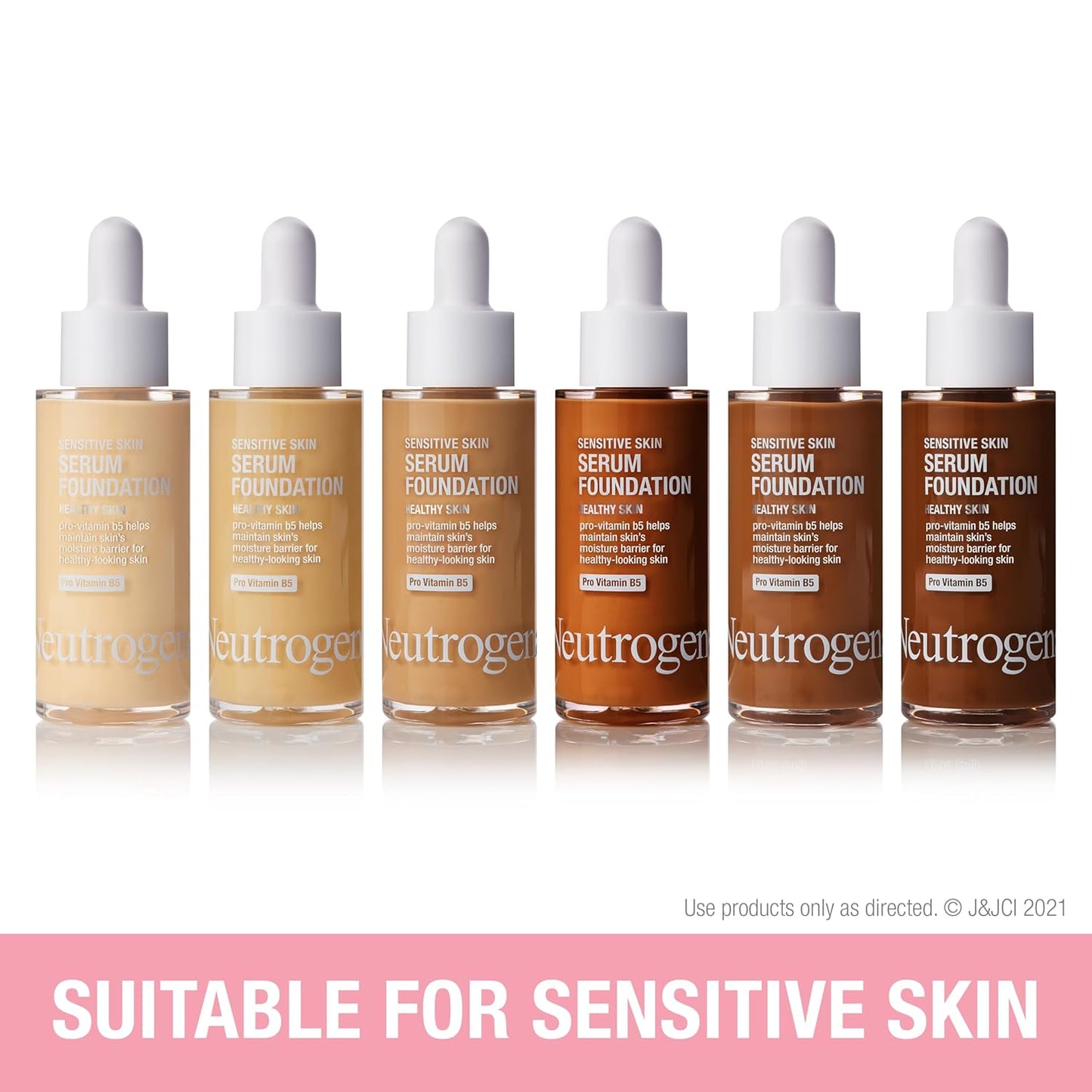 Neutrogena Healthy Skin Sensitive Skin Serum Foundation with Pro-Vitamin B5, Color Correcting & Pore Minimizing Liquid Foundation & Face Serum, Buildable Coverage, Light/Medium 03, 1 oz