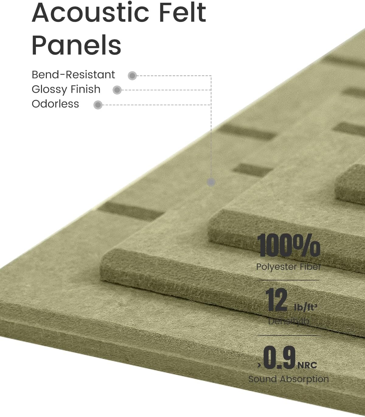 Large Felt Bulletin Board 48" x 36" Cork Board Alternative-12 Pack with 70 Safe Removable Adhesive Tabs, Cork Boards for Walls Cork Board for Home Office Classroom Pin Board (Olive Green)