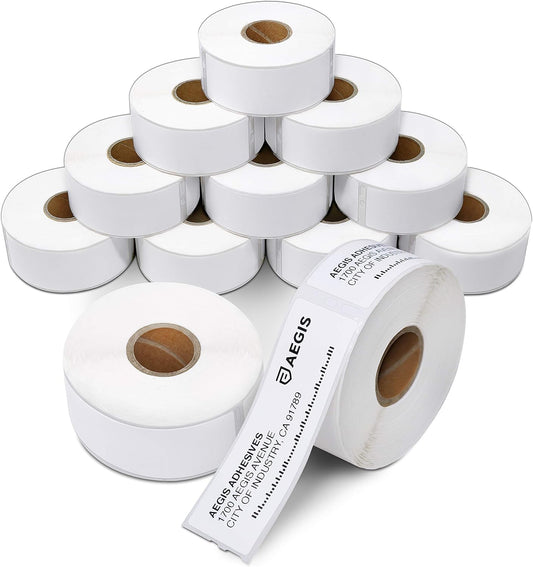 Aegis Adhesives - 1-1/8" X 3-1/2" Replacement for DYMO 30252 (12 Rolls/4200 Labels) Direct Thermal Address Barcode Labels - Compatible with LabelWriter 450, 450 Turbo, 4XL (NOT 550, 5XL)