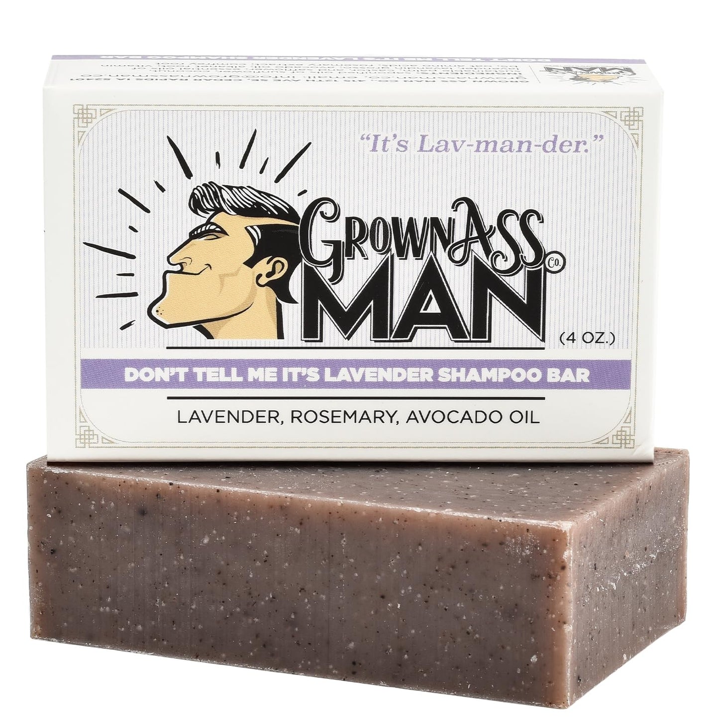 Solid Shampoo Bar Rich Lather 3 in 1: Hair, Beard & Body Wash - Plastic Free & Eco-Friendly, Natural & Organic for All Hair Types, 4oz Bar (Don't Tell Me It's Lavender, 6-Pack)