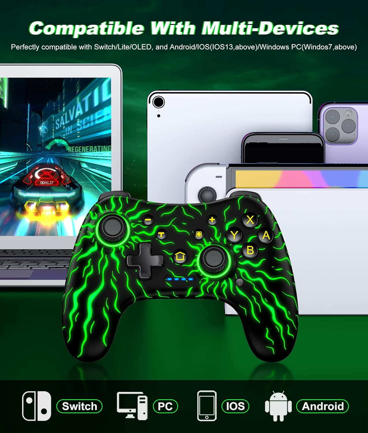 Wireless Switch Controller for Nintendo Switch 2/Switch Controller/Lite/OLED Controller, Switch Controller with a Mouse Touch Feeling on Back Buttons, Extra Switch Pro Controller with Wake-up,Programmable, Turbo Function