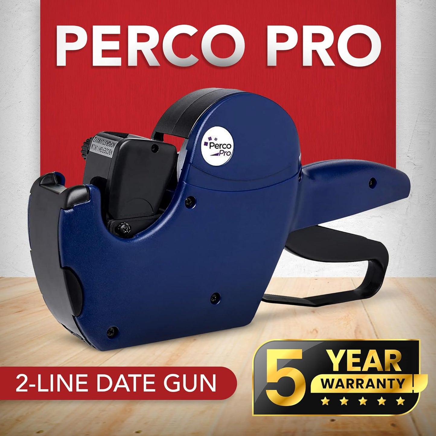 Perco Pro 2 Line Date Gun Labeler Kit, Includes 16 Digits Label Gun, 10,500 White Labels, Inker Remover Tool, and Pre-Loaded Ink Roll