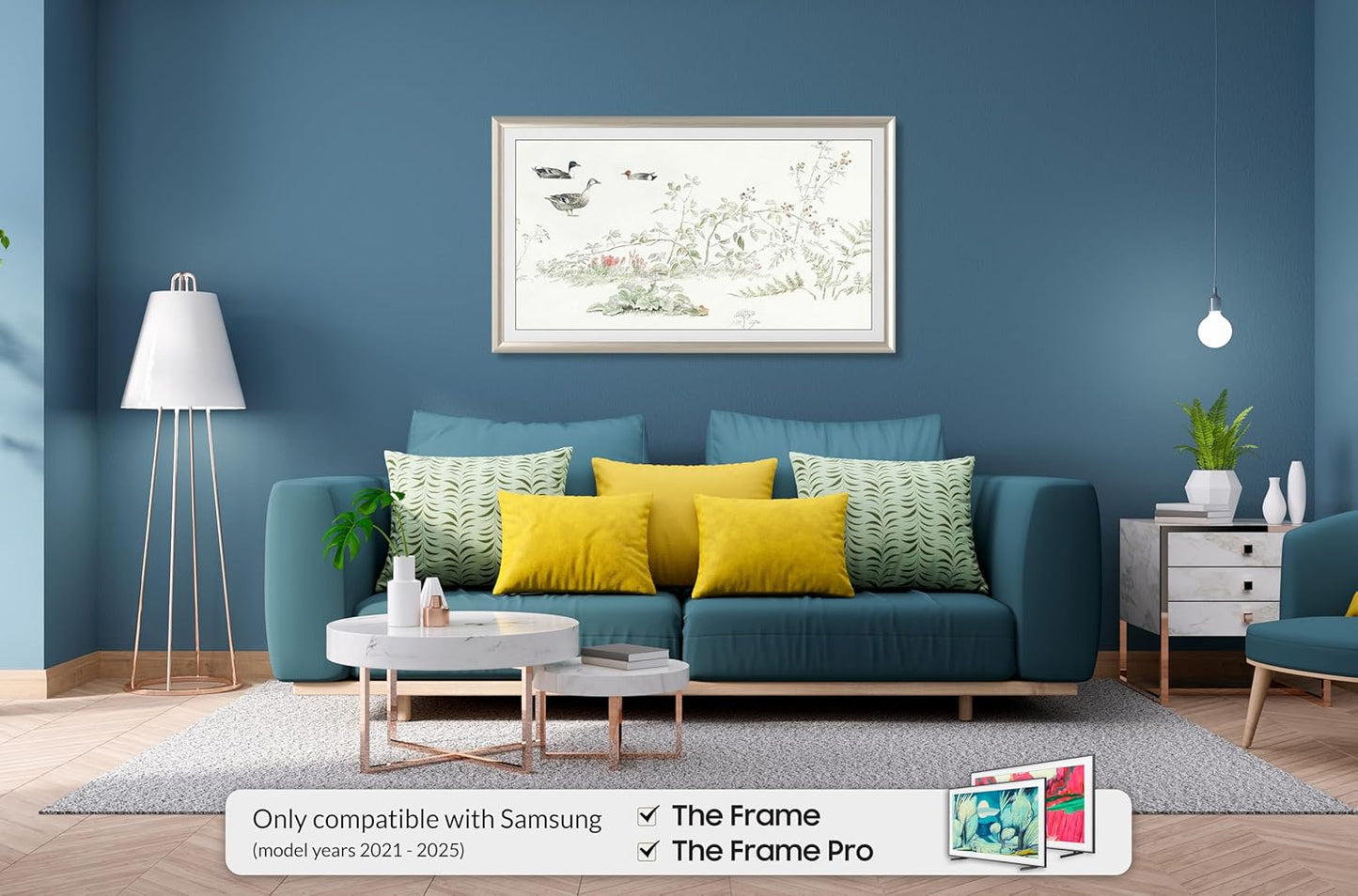 German Silver Prismatic 55" Alloy Deco TV Frame - Compatible ONLY with Samsung The Frame TVs (Fits 2021-2025, LS03A, LS03B, LS03C, LS03D, LS03FA)