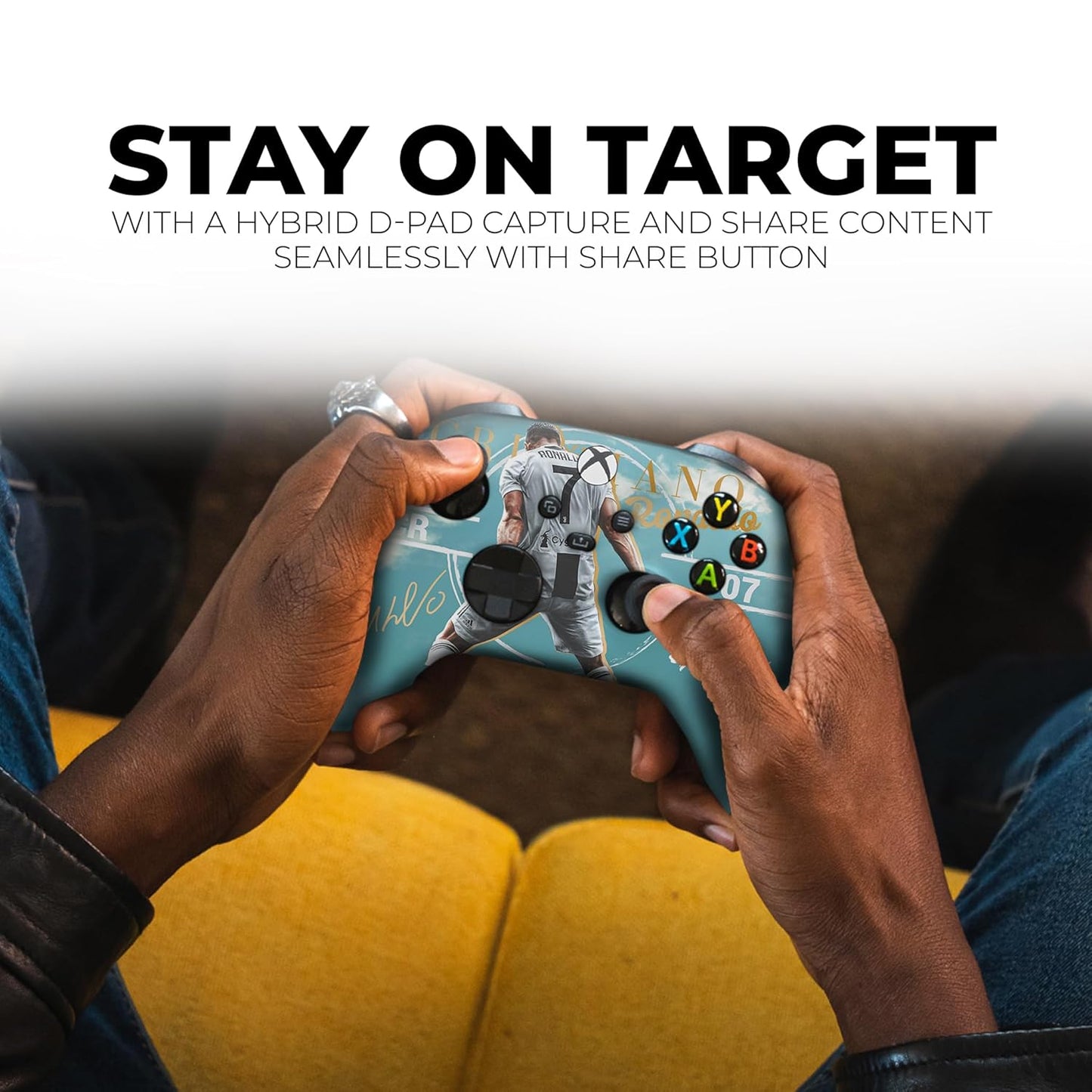 DreamController Ronaaldo Custom X-box Controller Wireless compatible with X-box One/Series X/S Proudly Customized in USA I Permanent HYDRODIP Print(NOT JUST A SKIN)(MODDED)