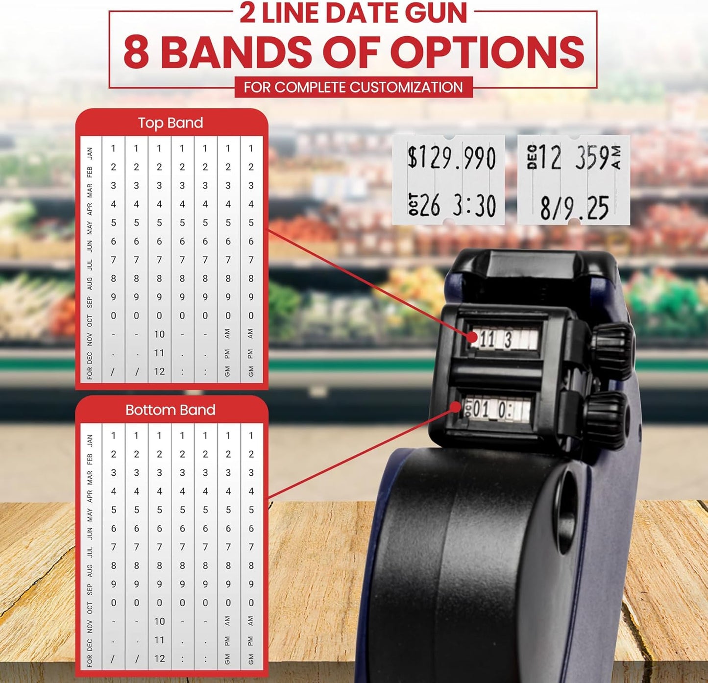 Perco Pro 2 Line Date Gun Labeler Kit, Includes 16 Digits Label Gun, 10,500 White Labels, Inker Remover Tool, and Pre-Loaded Ink Roll