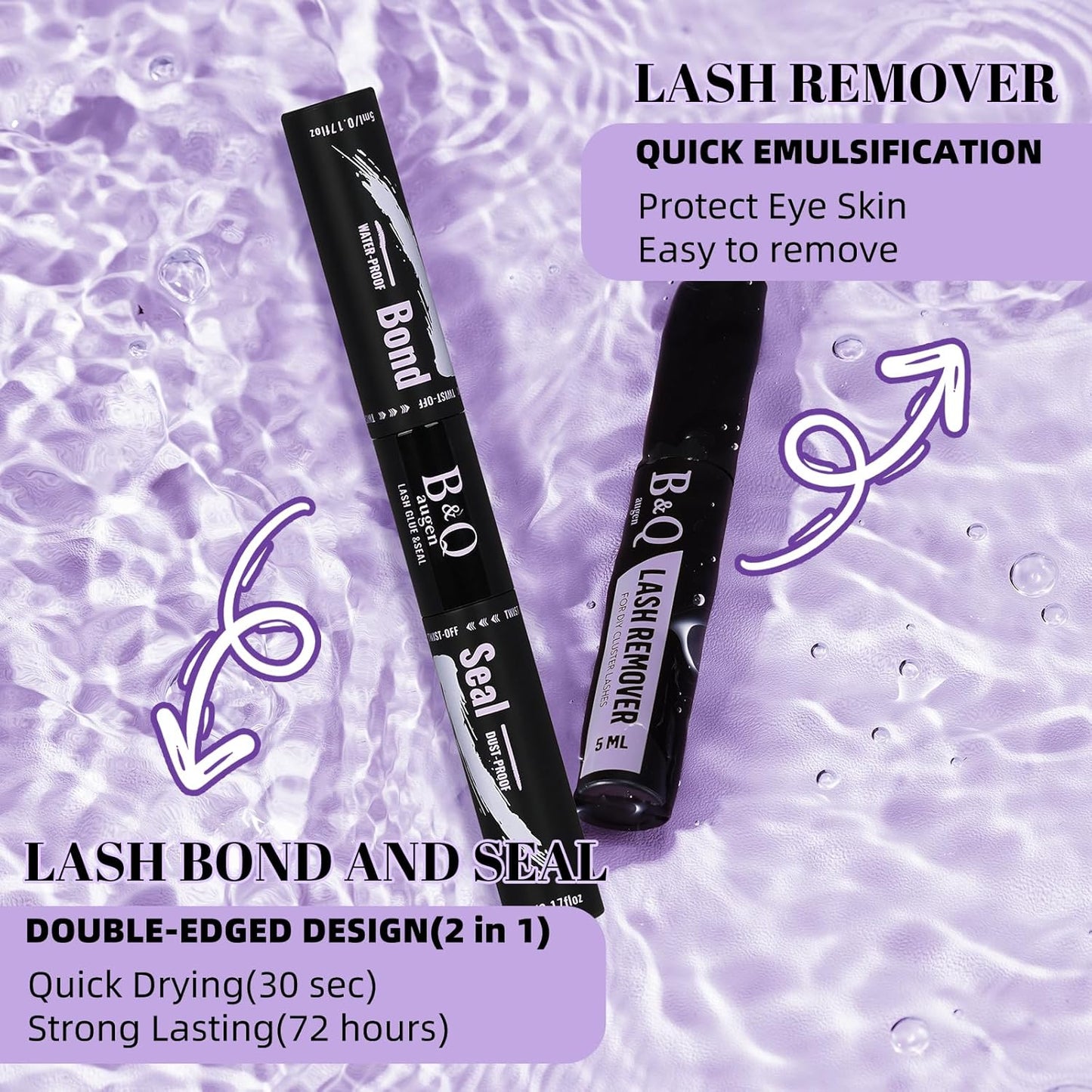 Lash Extension Kit B02 Eyelash Extension Kit B&Qaugen DIY Lash Extension Kit 156 PCS Lash Clusters 8-18mm Cluster Eyelash Extensions Kit with Lash Bond and Seal Lash Applicator Tool (Kit,B02)